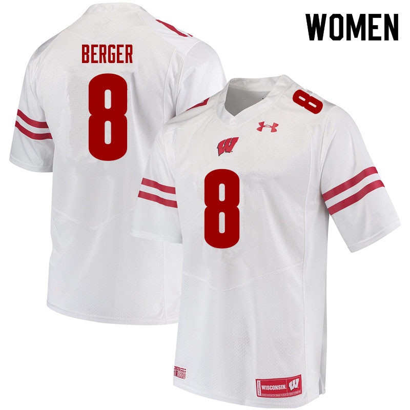 Women #8 Jalen Berger Wisconsin Badgers College Football Jerseys Sale-White